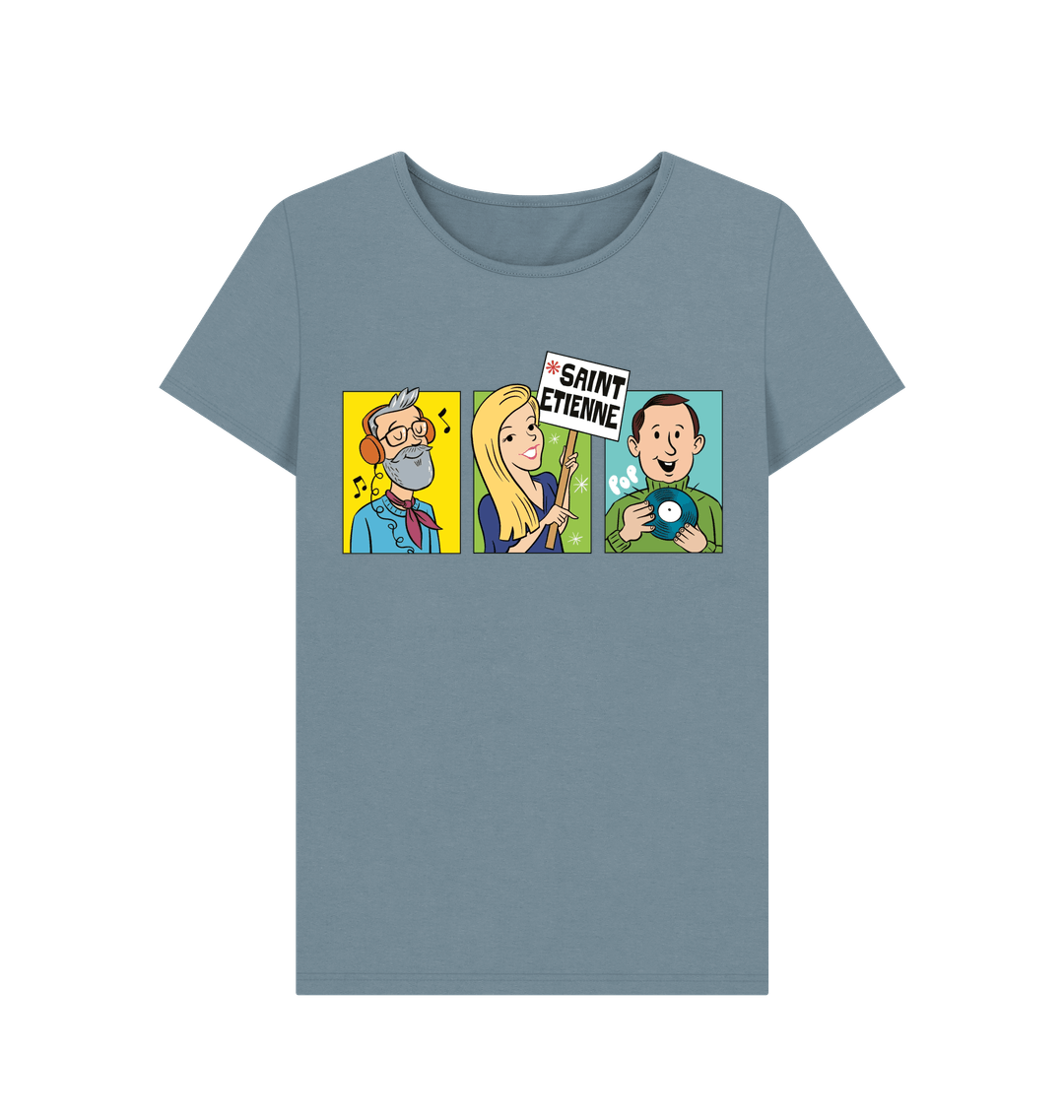 Stone Blue Printed T-shirt Front