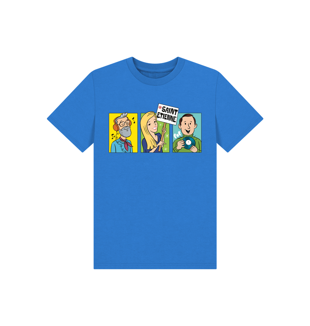 Bright Blue Printed Kids T-Shirt Front