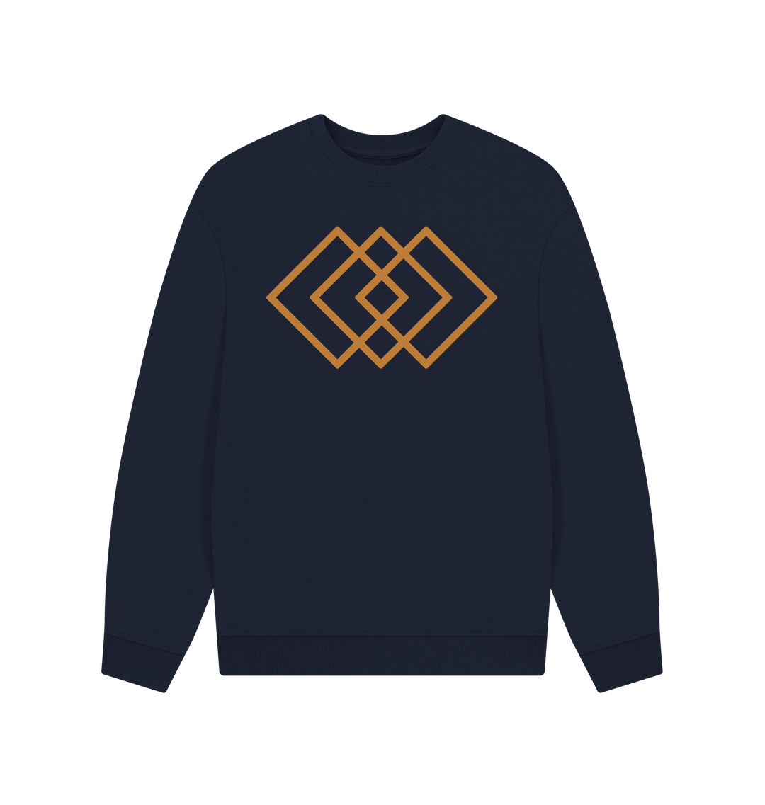 Navy Blue Printed Sweater Front