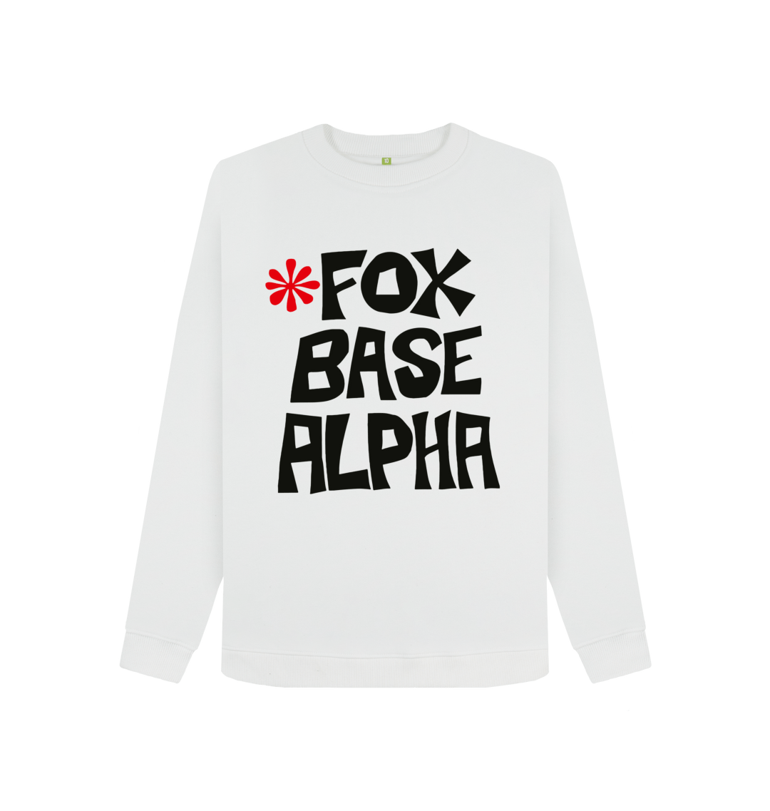 White Printed Sweater Front