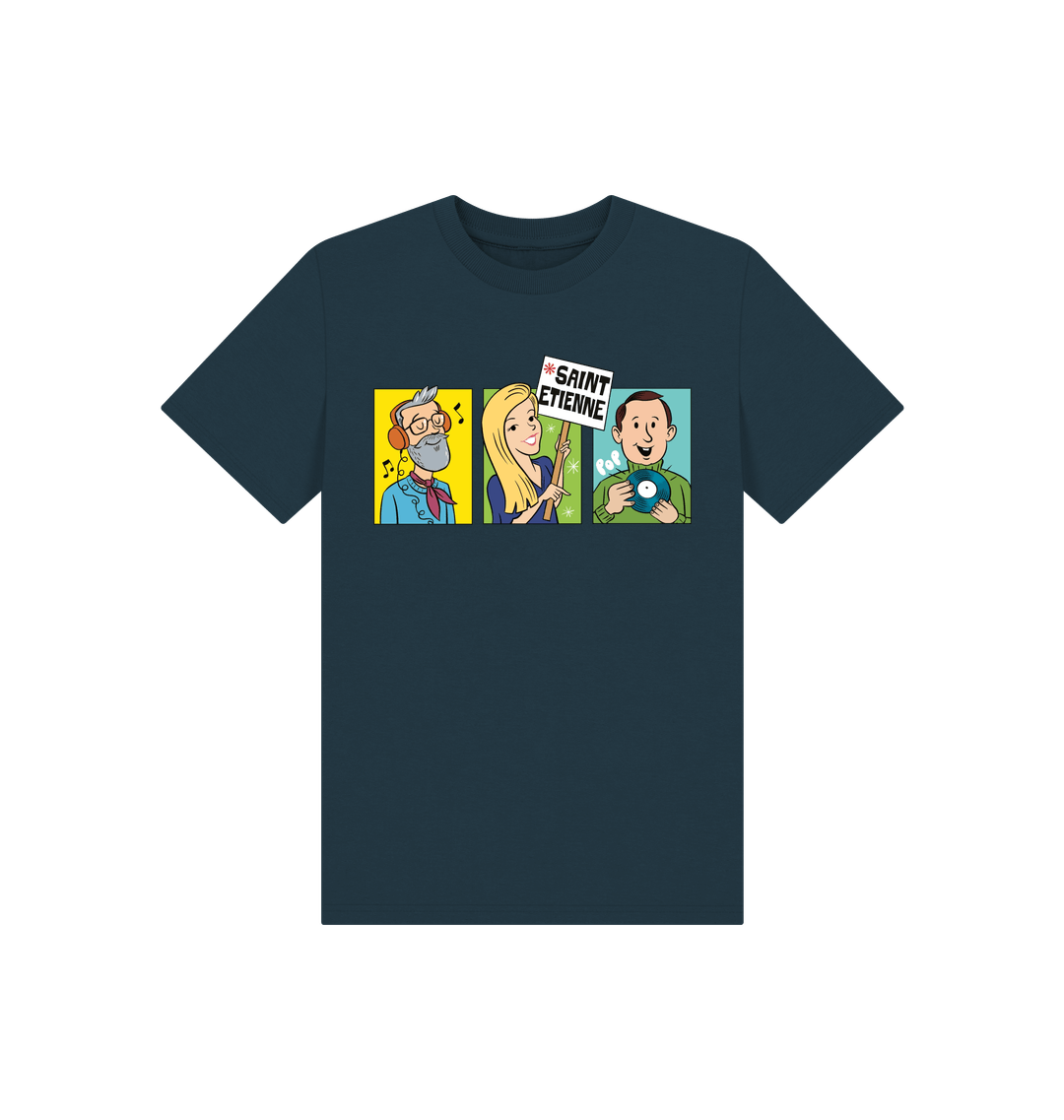 Denim Blue Printed Kids T-Shirt Front