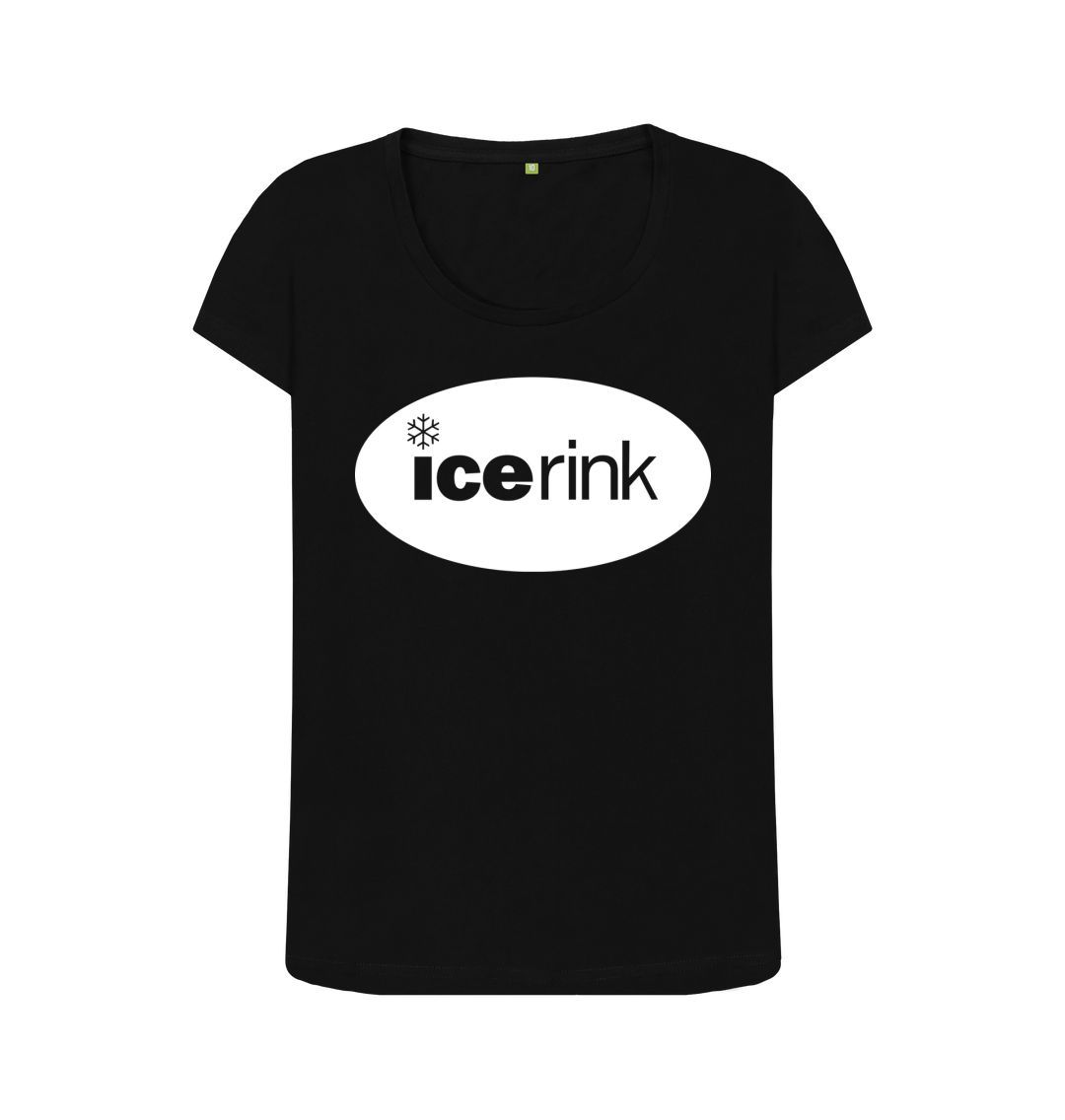 Black Icerink White Oval Logo scoop neck t-shirt