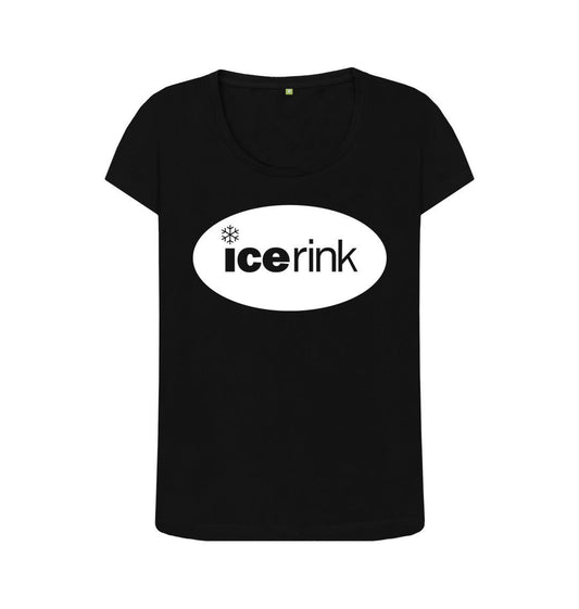 Black Icerink White Oval Logo scoop neck t-shirt