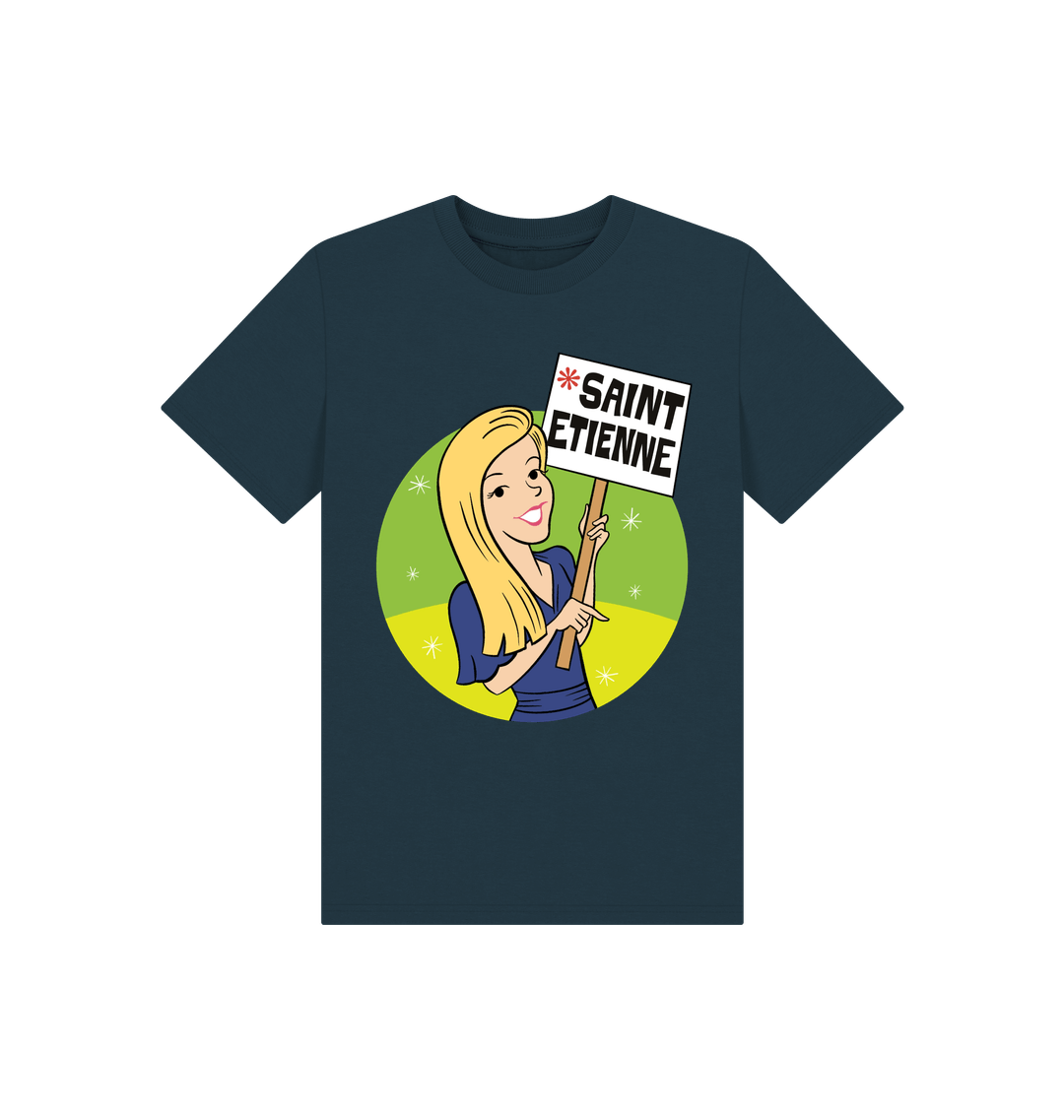 Denim Blue Printed Kids T-Shirt Front