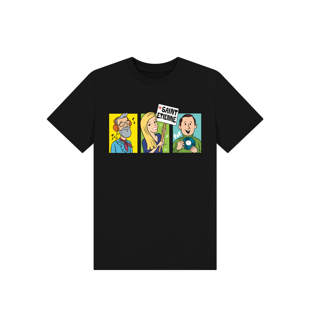 Black Printed Kids T-Shirt Front