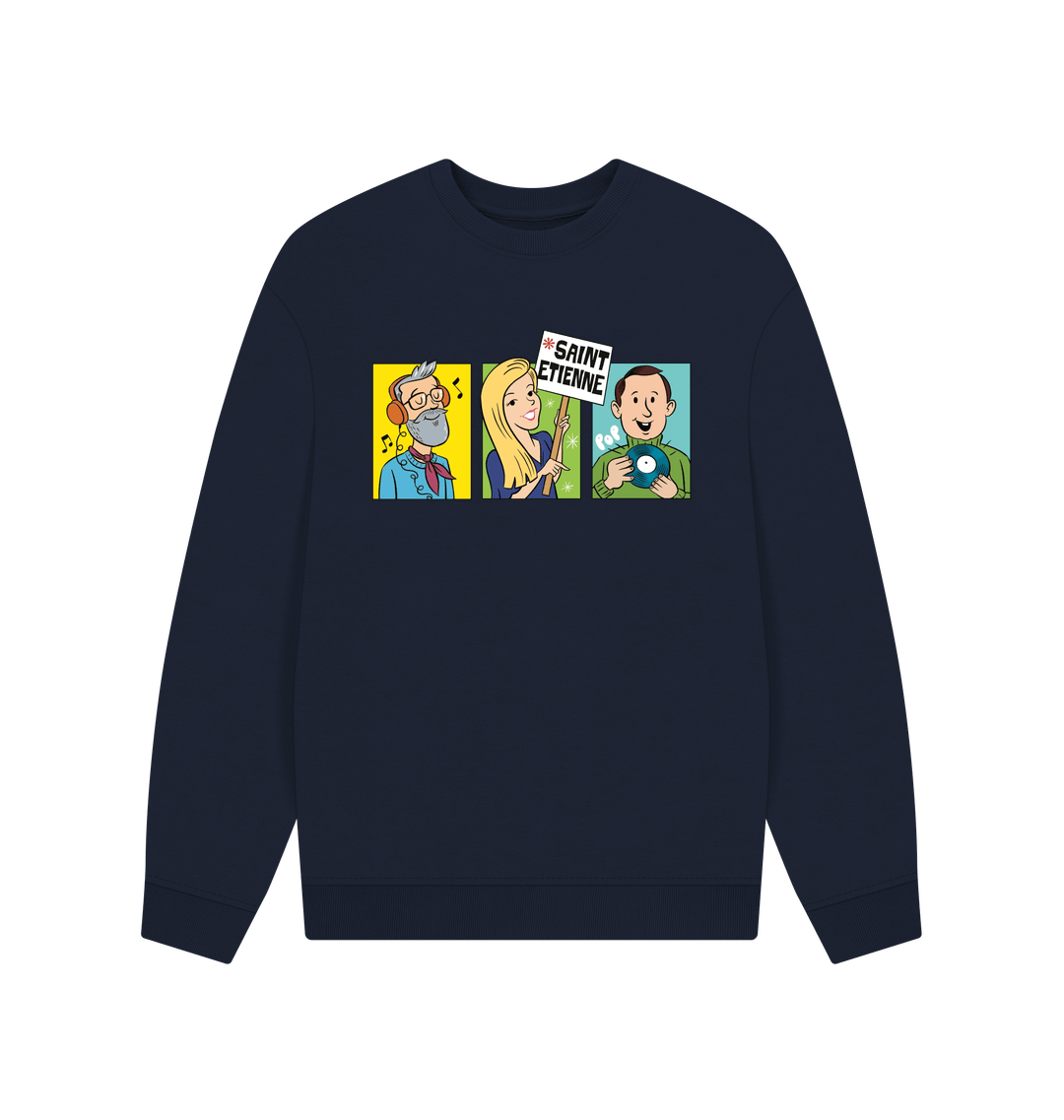 Navy Blue Printed Sweater Front