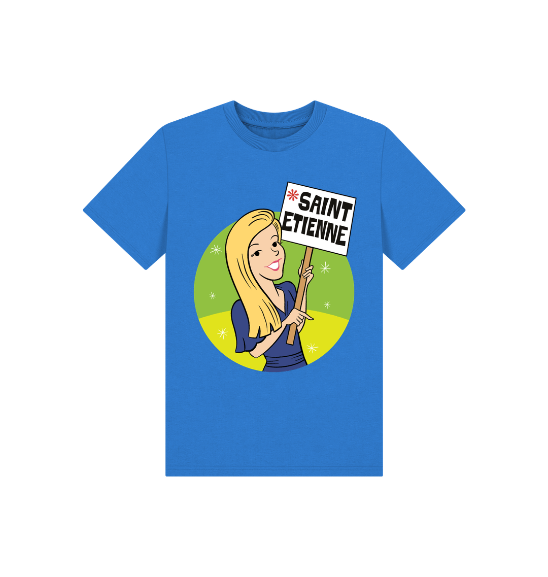 Bright Blue Printed Kids T-Shirt Front