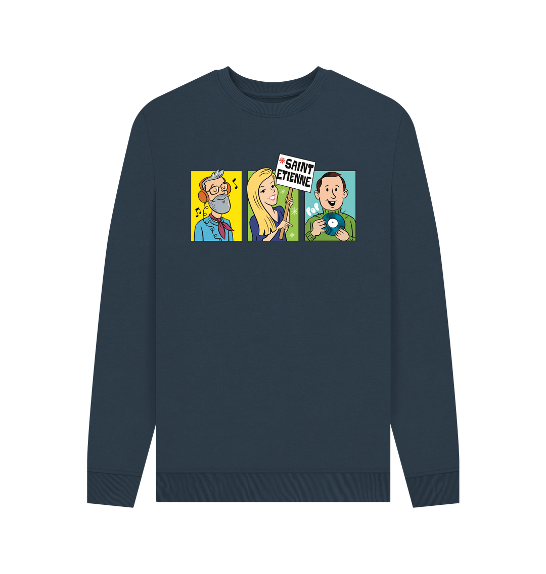 Navy Blue Printed Sweater Front