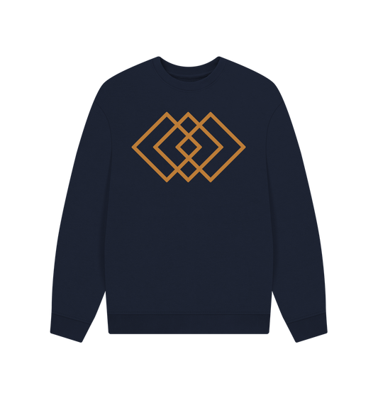 Navy Blue Printed Sweater Front