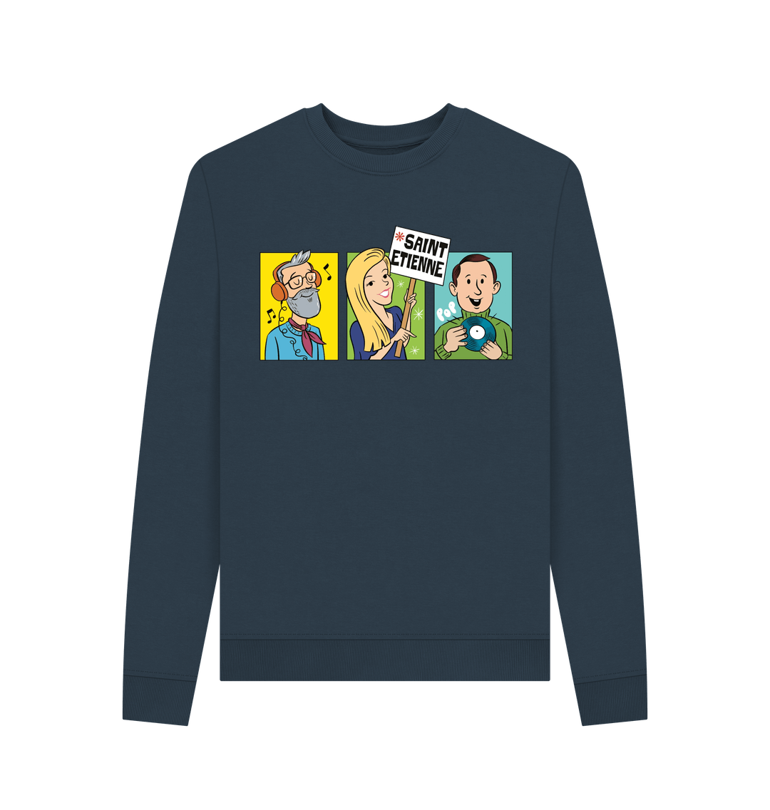 Navy Blue Printed Sweater Front