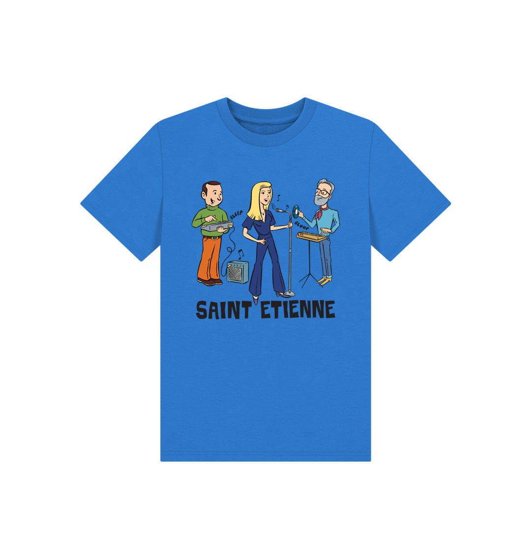 Bright Blue Printed Kids T-Shirt Front