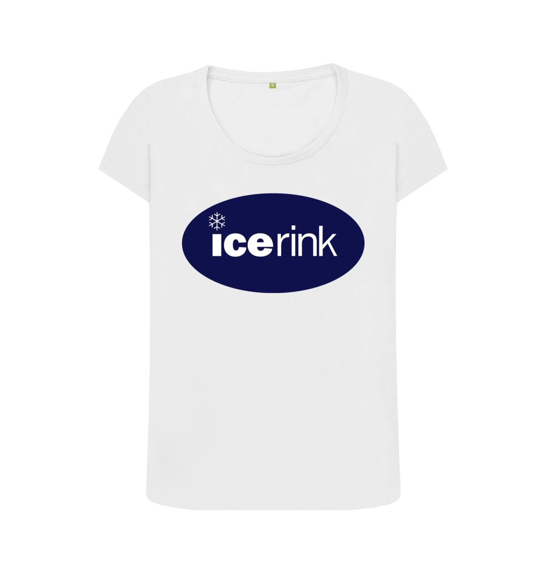 White Icerink Navy Oval Logo scoop neck t-shirt