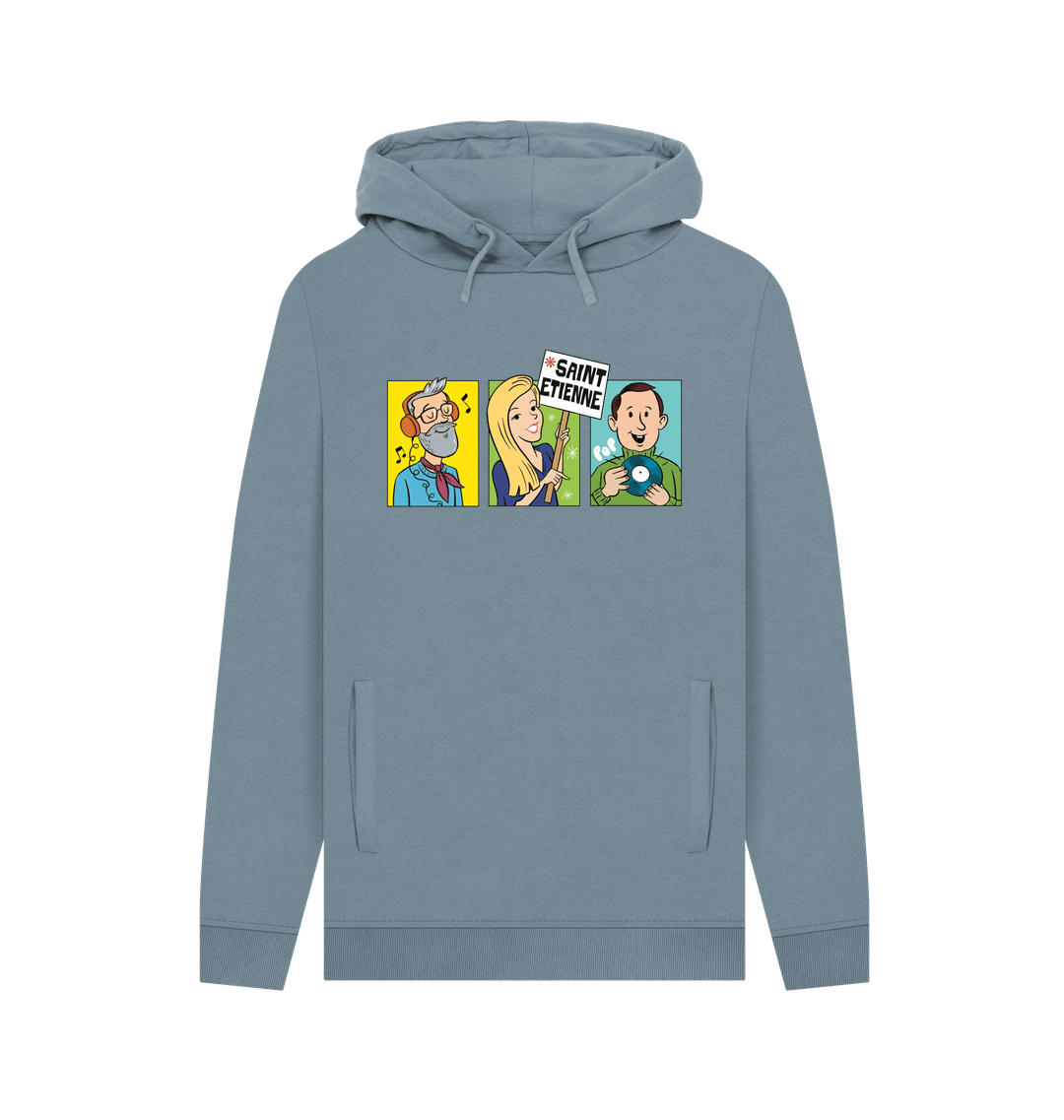 Stone Blue Printed Hoody Front