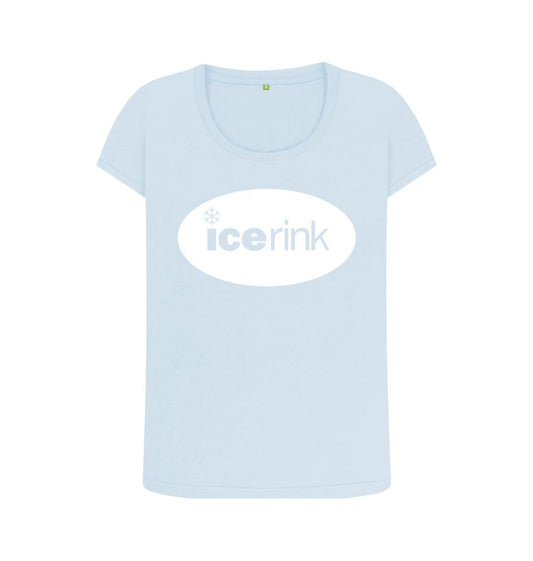 Sky Blue Icerink White Oval Logo scoop neck t-shirt