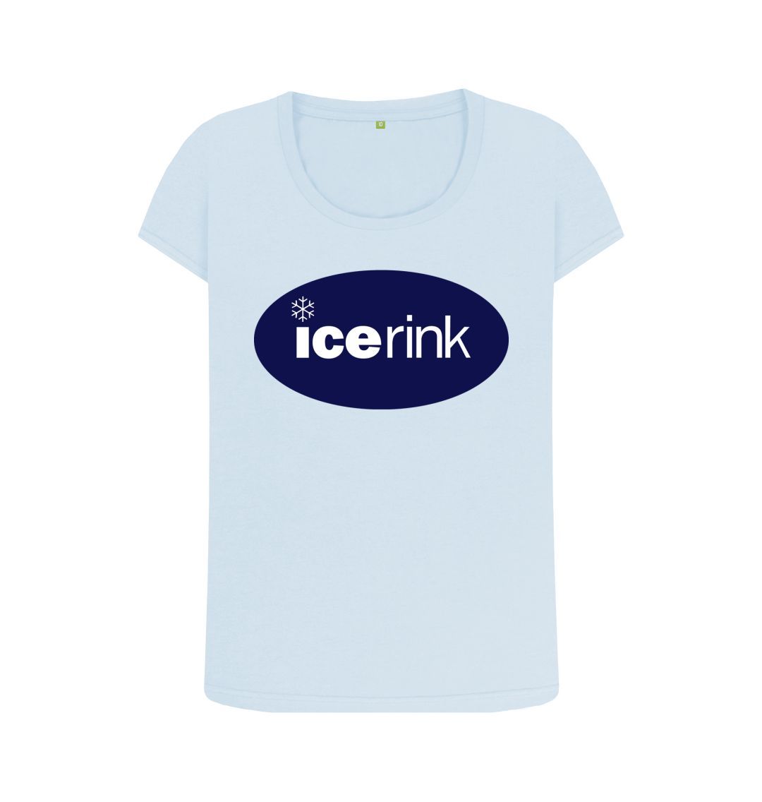 Sky Blue Icerink Navy Oval Logo scoop neck t-shirt