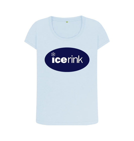 Sky Blue Icerink Navy Oval Logo scoop neck t-shirt