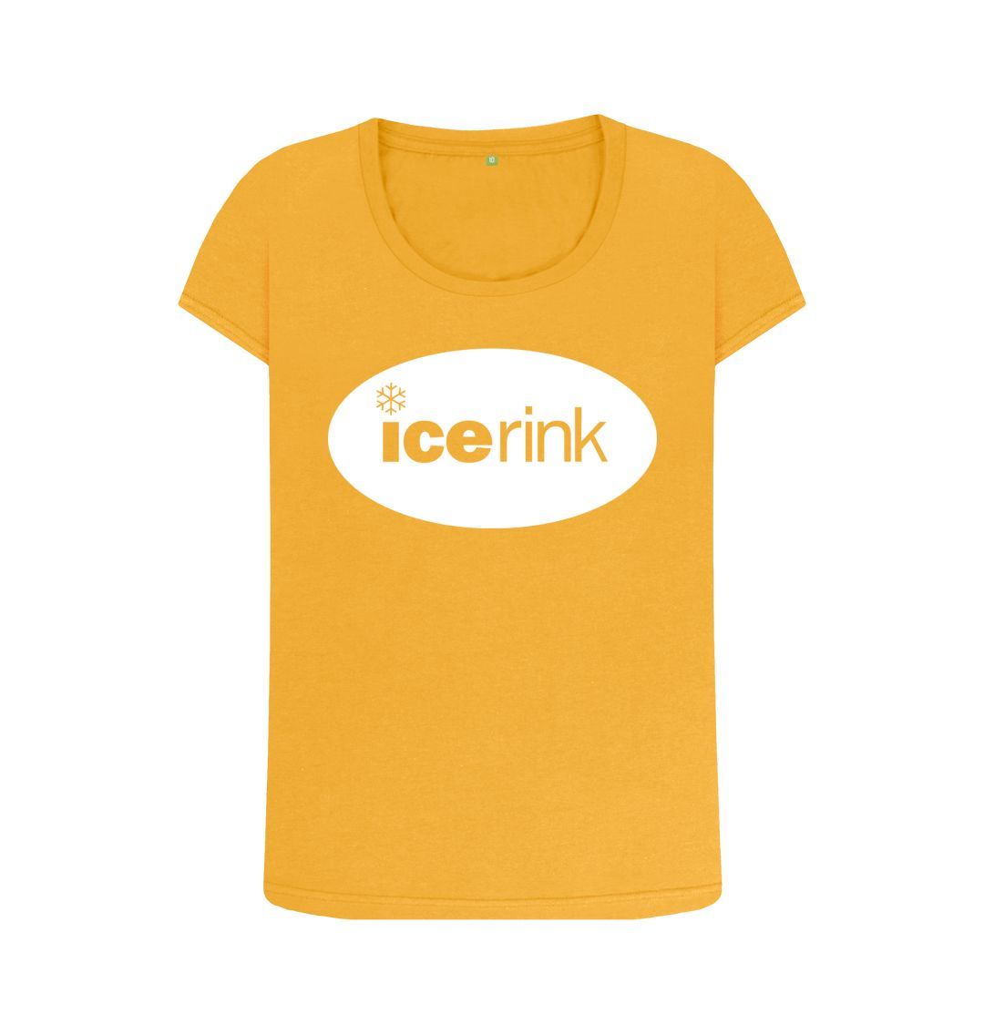 Mustard Icerink White Oval Logo scoop neck t-shirt