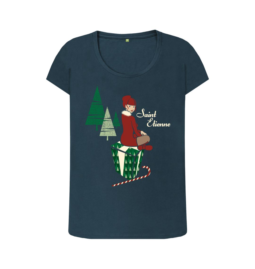 Denim Blue A Glimpse Of Stocking scoop neck t-shirt