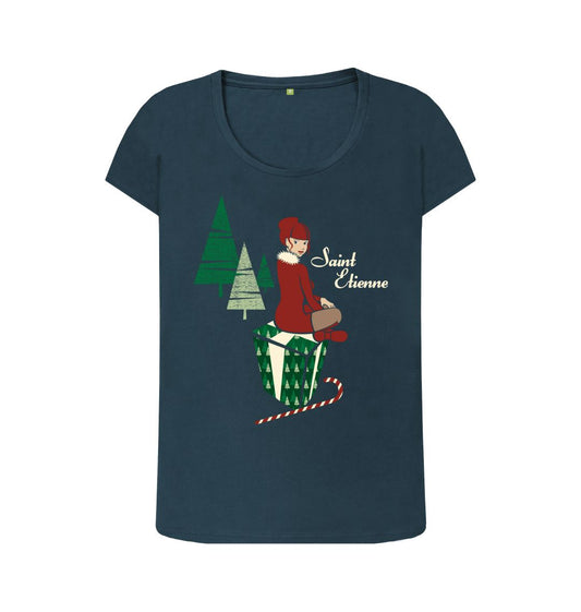 Denim Blue A Glimpse Of Stocking scoop neck t-shirt